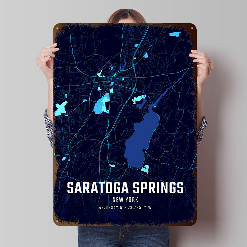 Custom Map Poster - 사라토가 스프링스 미드나잇 시티 맵 포스터