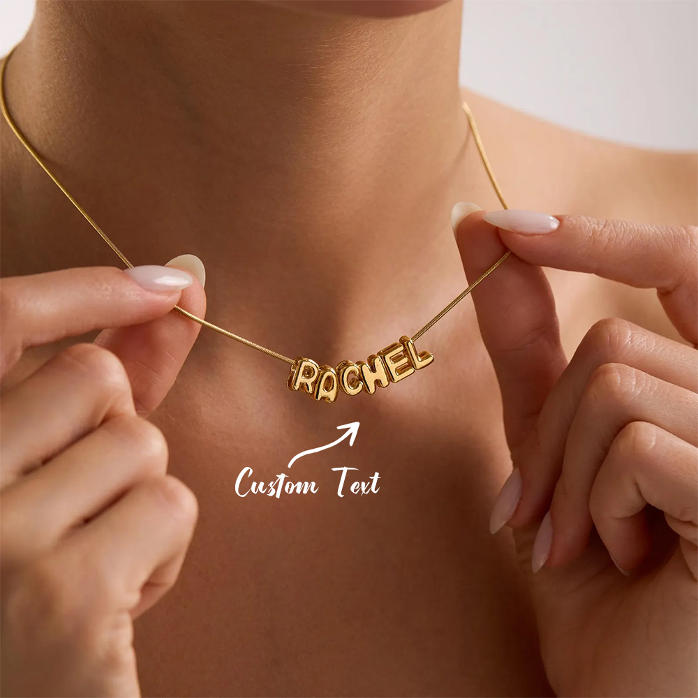 Name Necklace Custom - 여성용 맞춤형 풍선 이니셜 이름 목걸이,