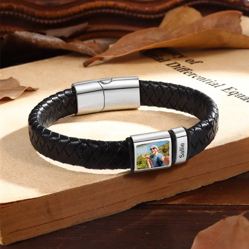 Coordinates Bracelet - 남성용 맞춤 사진 이름 팔찌, 맞춤