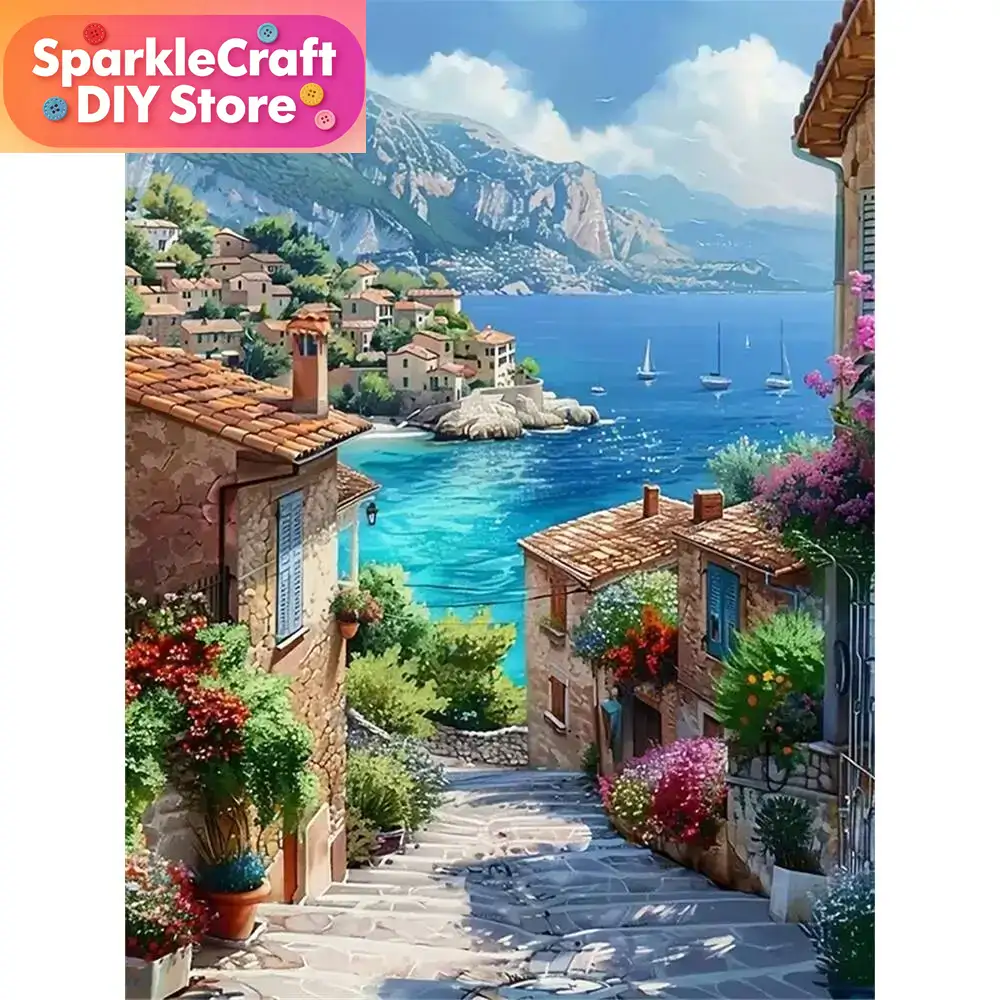 Photo Mosaic Print - 1개 프레임리스 다이아몬드 페인팅 거리 해변
