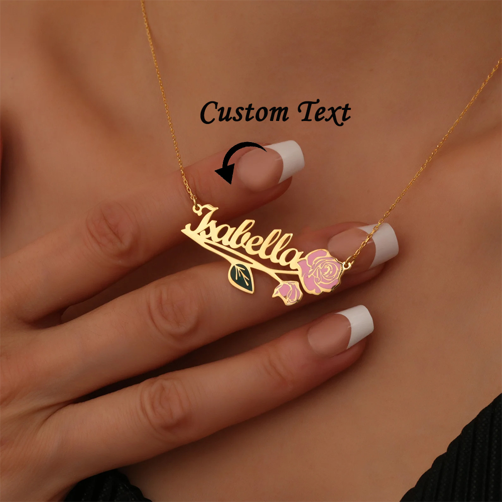 Name Necklace Custom - 여성을위한 맞춤형 다채로운 생일 꽃 이름