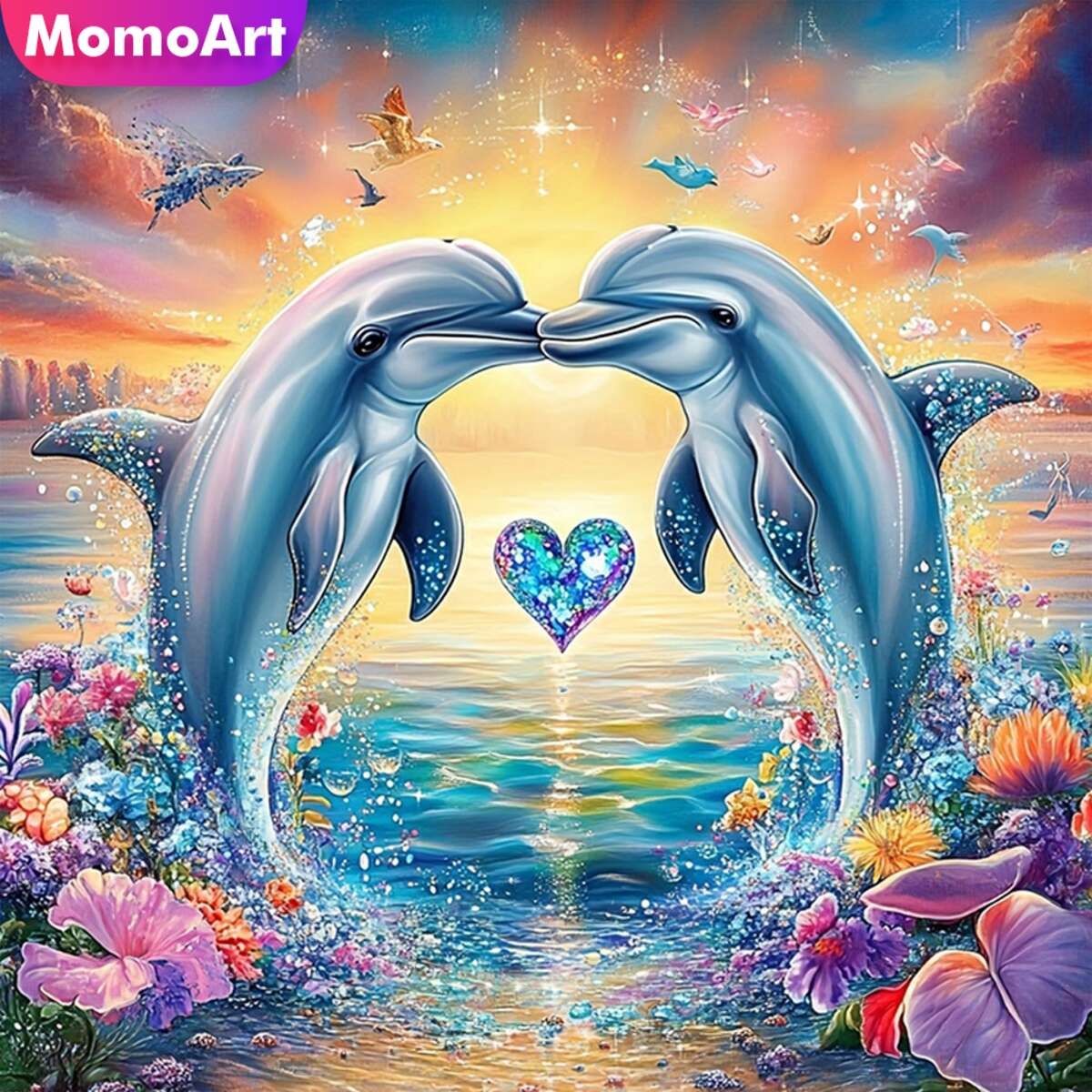 Photo Mosaic Print - Momoart 새로운 도착 다이아몬드 그림 돌고래