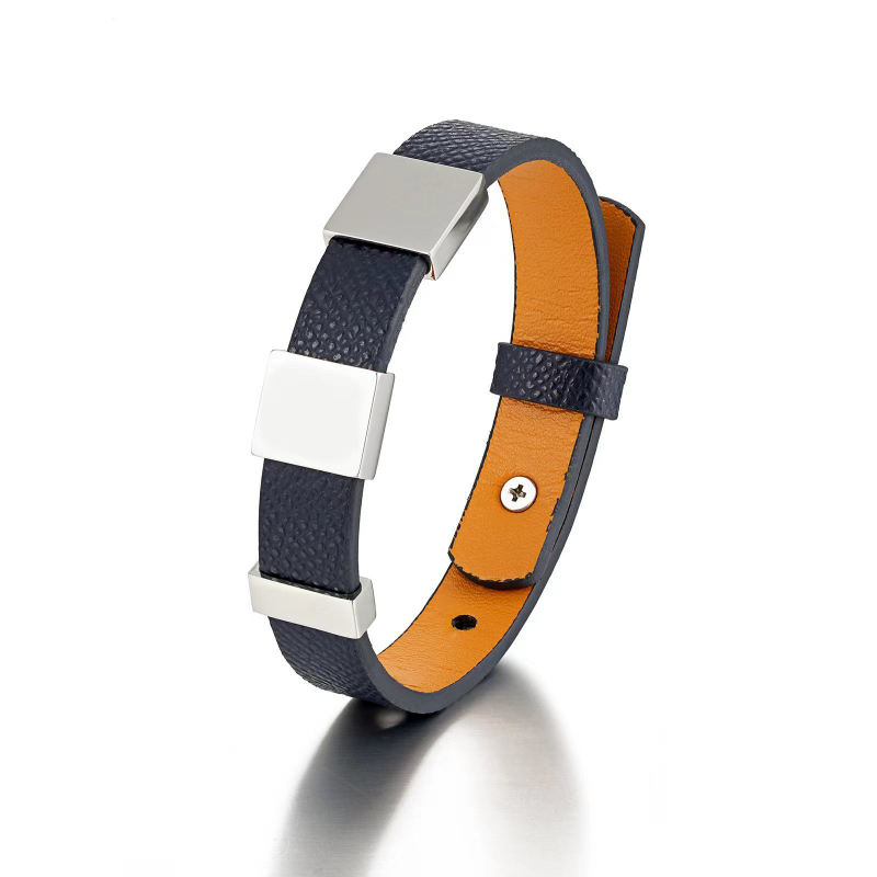 Coordinates Bracelet - 패션 스테인레스 스틸 정품 가죽 팔찌,