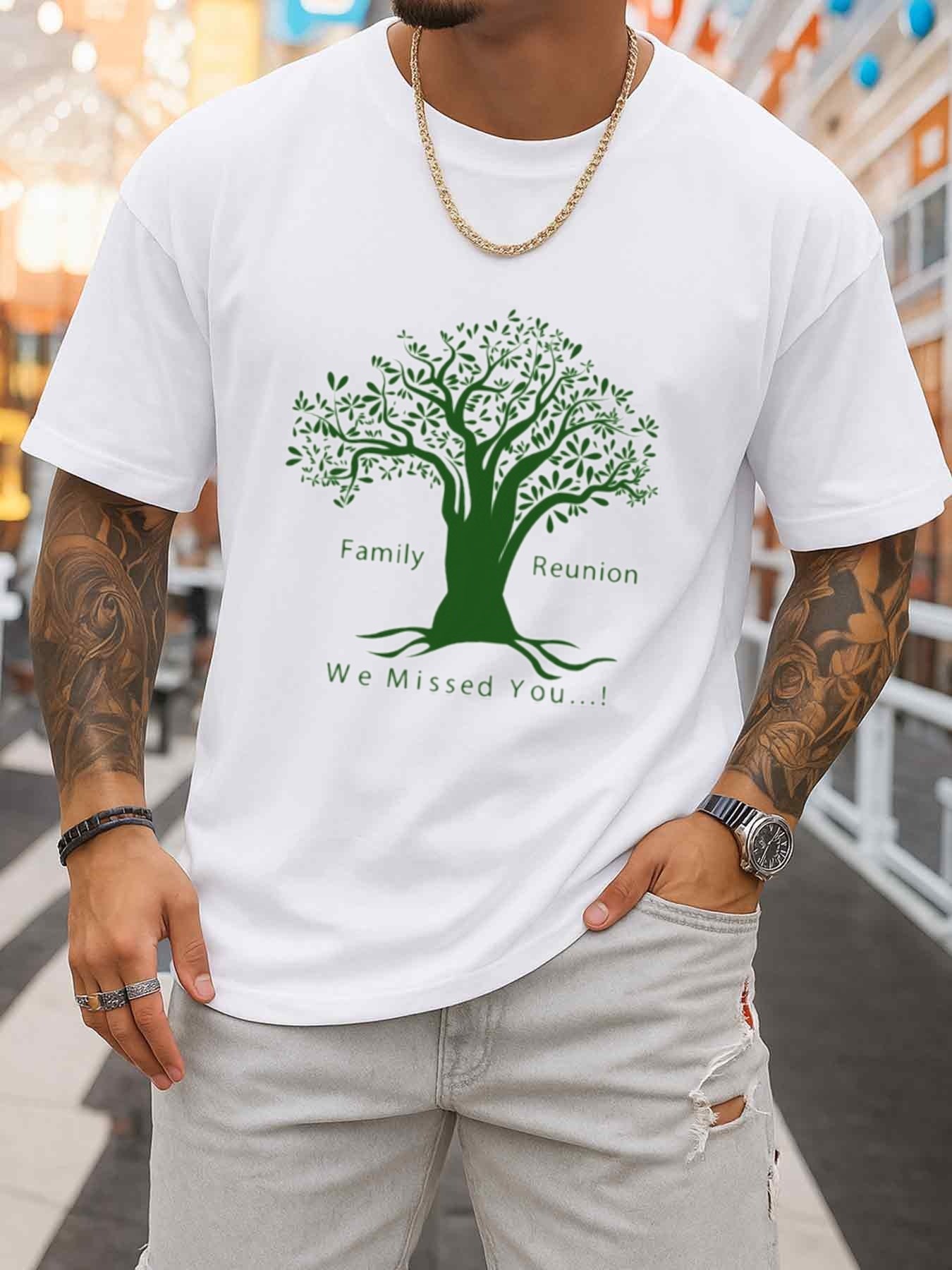 Family Tree Print - 가족 모임 트리 패턴 남성용 크루넥