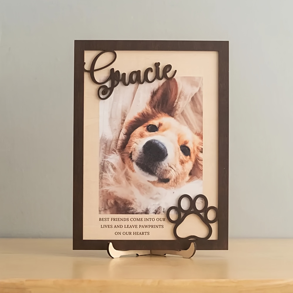 Engraved Wood Frame - 맞춤 제작 가능한 나무 애완동물 사진