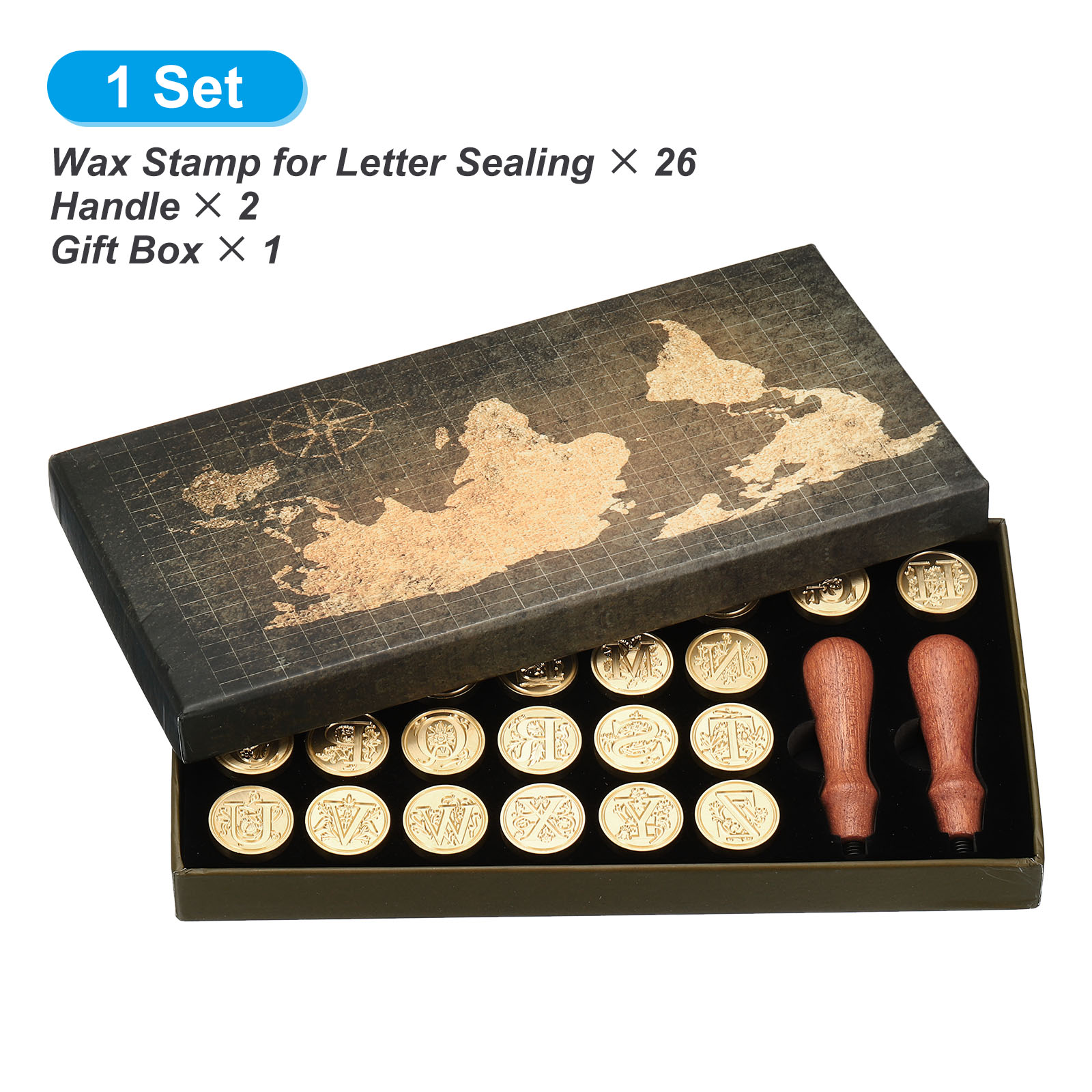 Wax Seal Letter Kit - 알파벳 왁스 씰 스탬프 키트, 26개