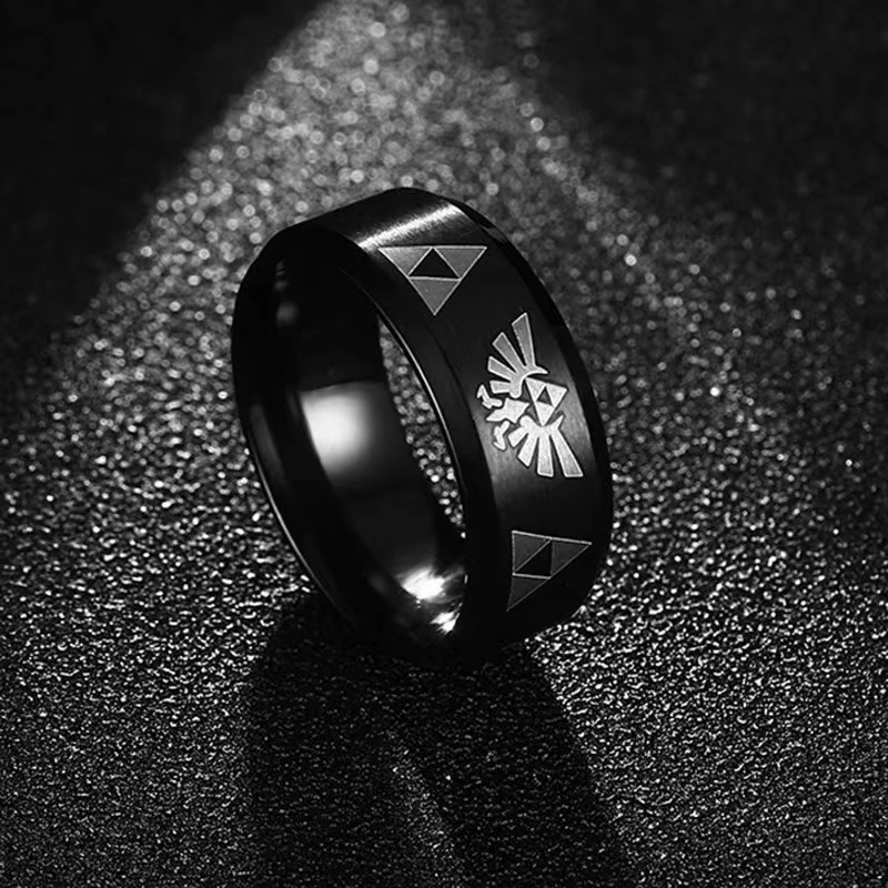 Initial Ring Custom - 패션 애니메이션 Triforce 삼각형 밴드 반지
