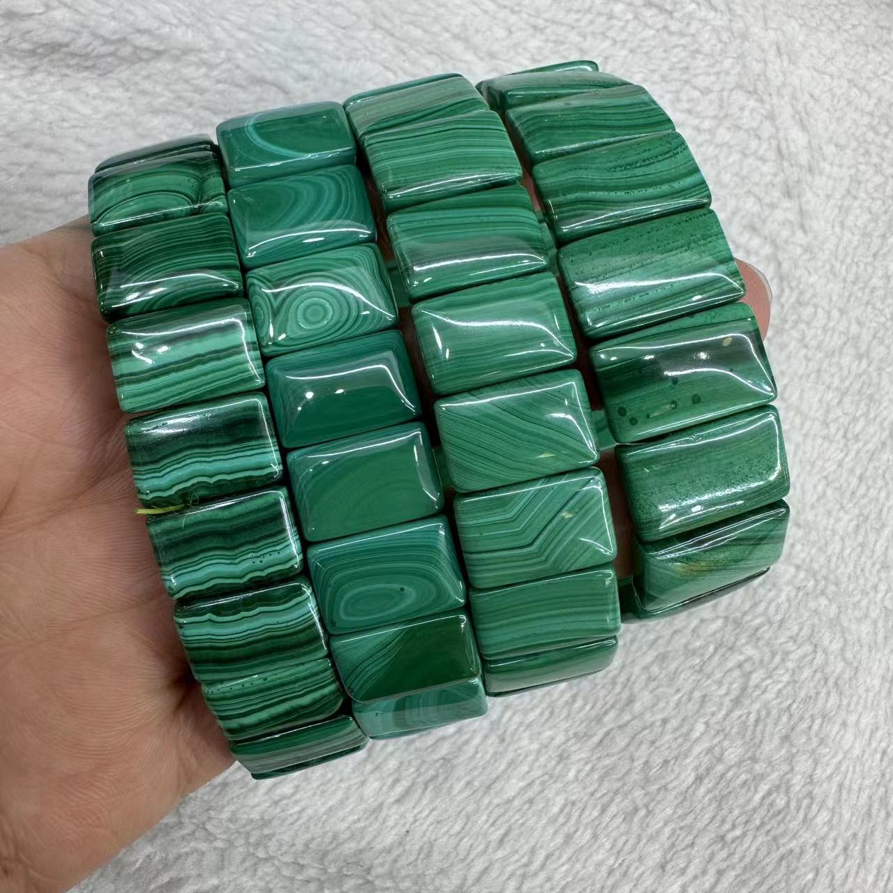 Coordinates Bracelet - 천연 녹색 말라카이트 크리소콜라 팔찌, 남성