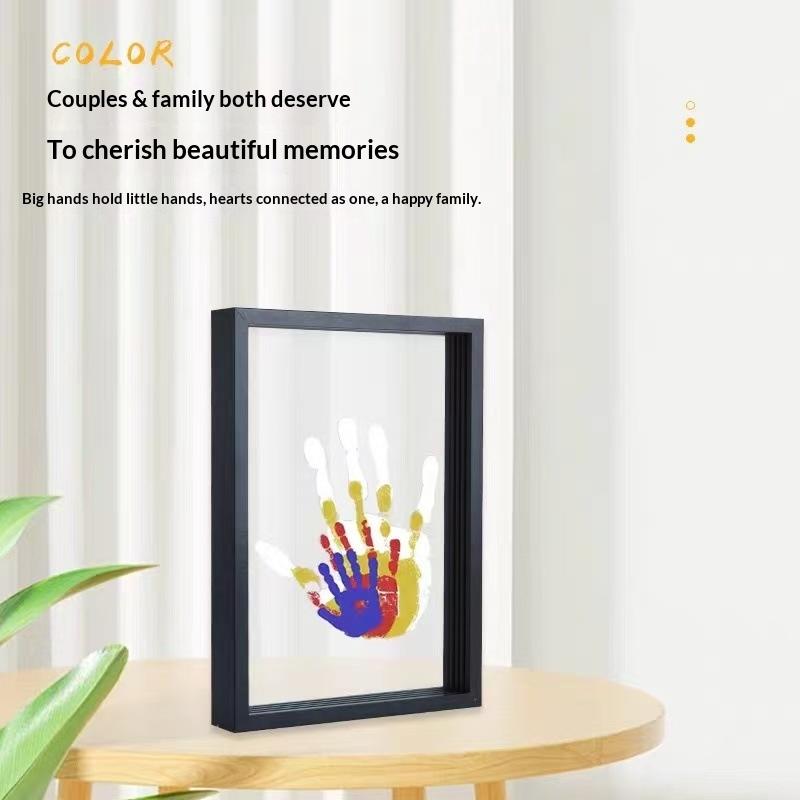 Engraved Wood Frame - New-1Set 가족 손자국 사진 프레임 DIY