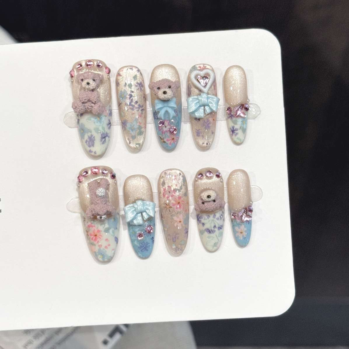 Pressed Flower Art - 10개입 순수 수제 타원형 네일 아트,