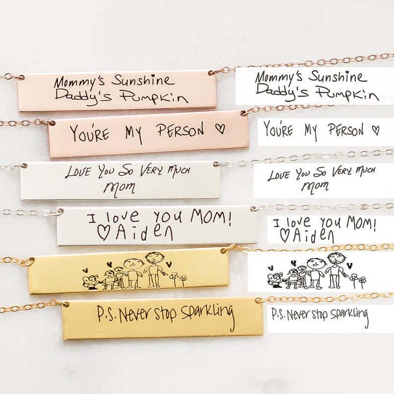 Handwriting Necklace Bar - 개인 맞춤 실제 필기 이름 목걸이,