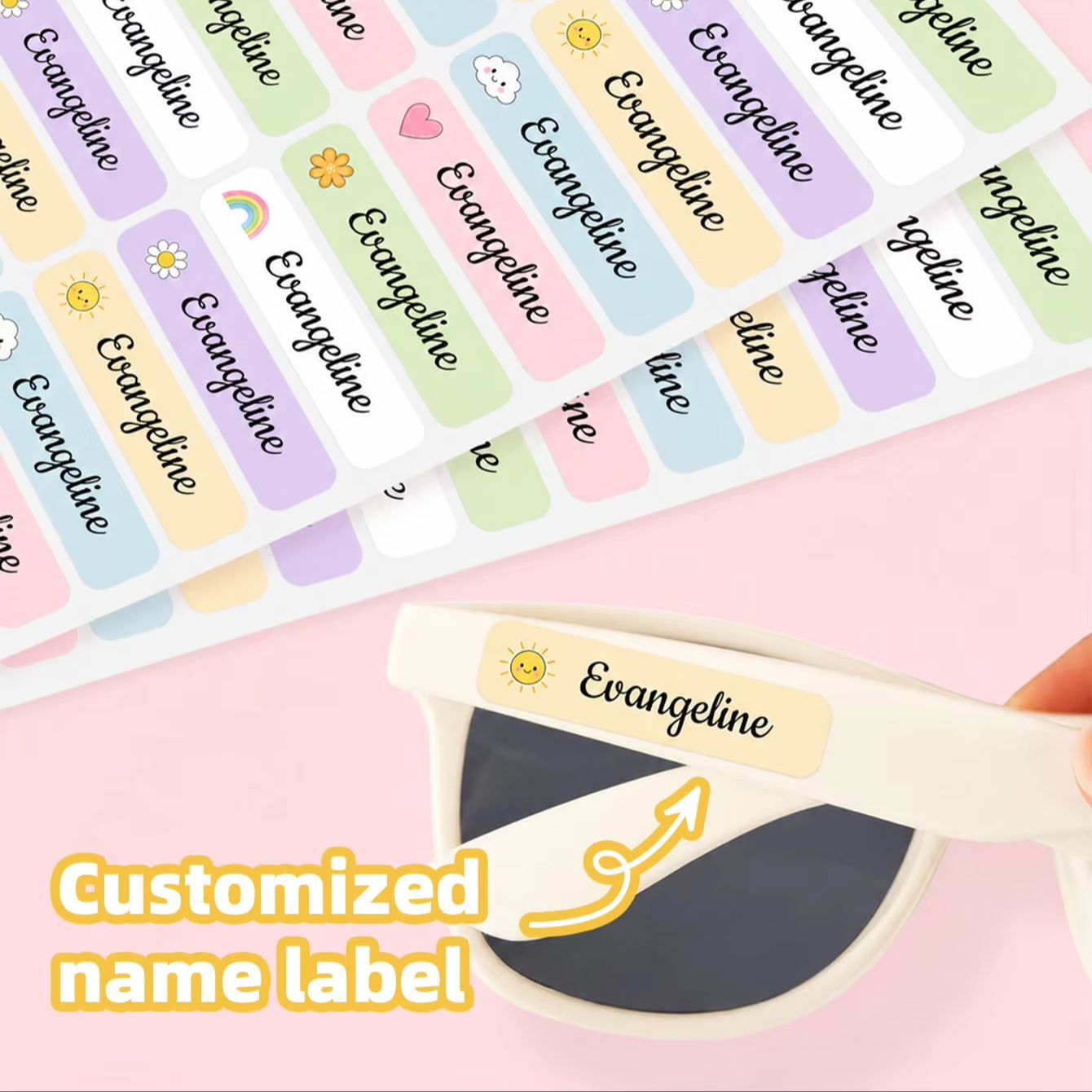 Personalized Name Box - 1-300개 맞춤형 개인 이름 스티커, 여행