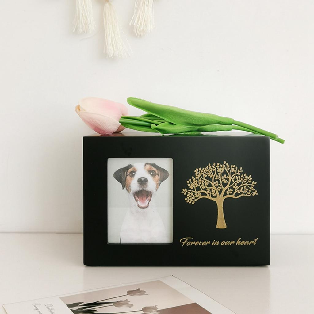 Engraved Wood Frame - 사진 액자가 있는 개 장례 화장