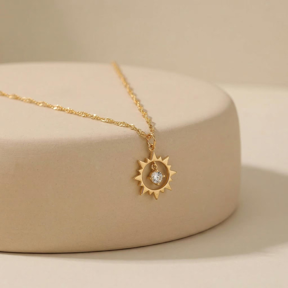 Birth Flower Necklace - 커스텀 빈티지 선 네크리스 스테인리스 스틸