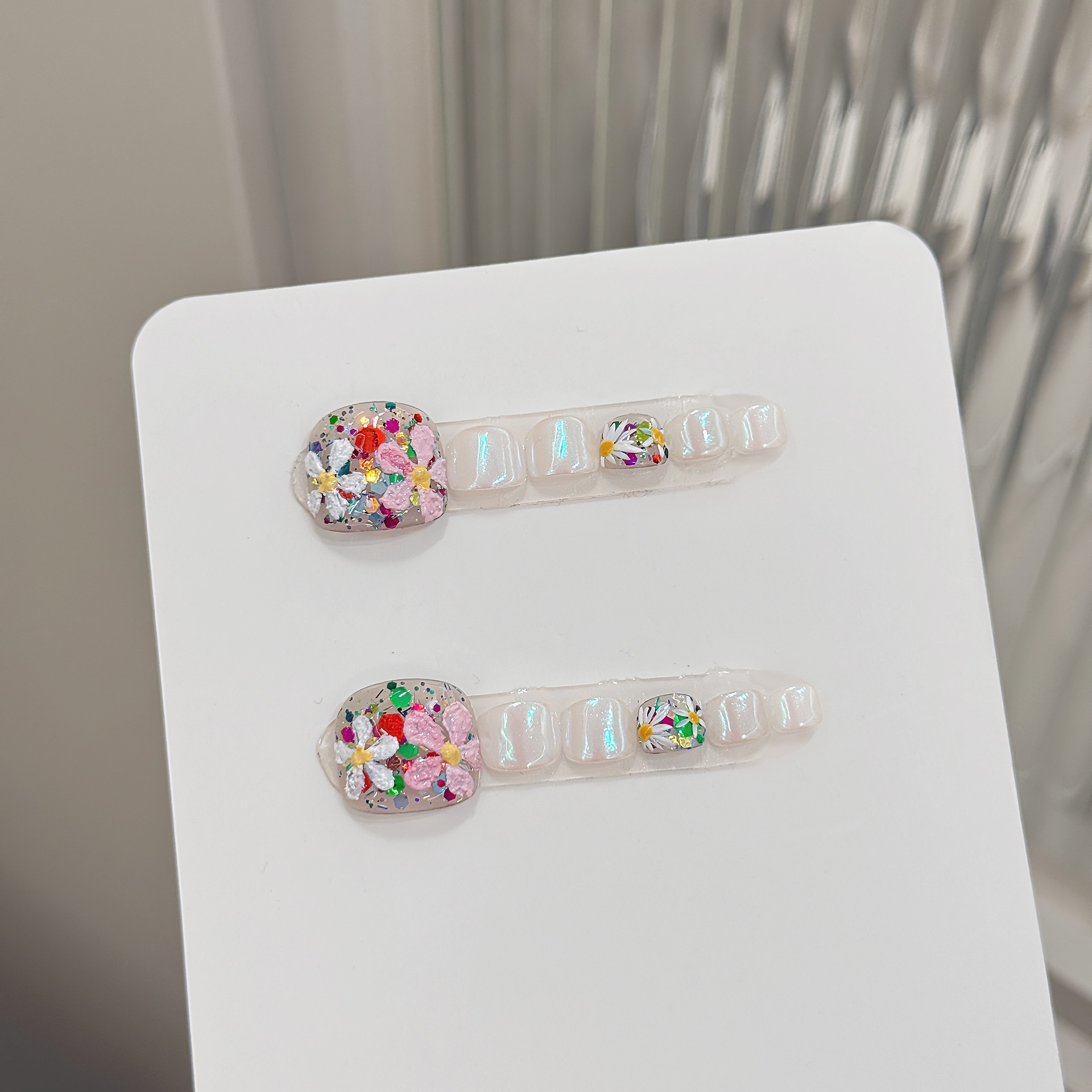Pressed Flower Art - 발톱에 12pcs 수제 프레스 화려한 꽃