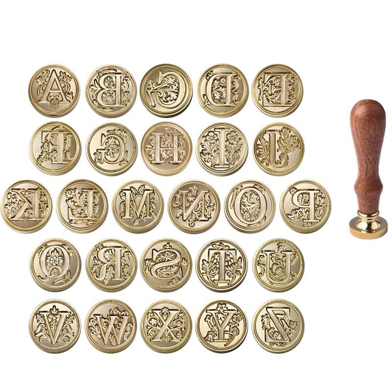 Wax Seal Letter Kit - A-Z 빈티지 봉인 된 왁스 스탬프