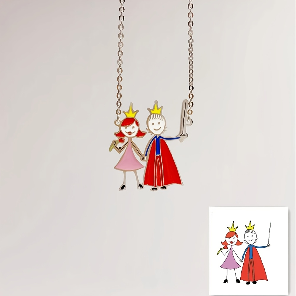 Name Necklace Custom - 어린이 그림 펜던트 기념품 목걸이, 엄마를