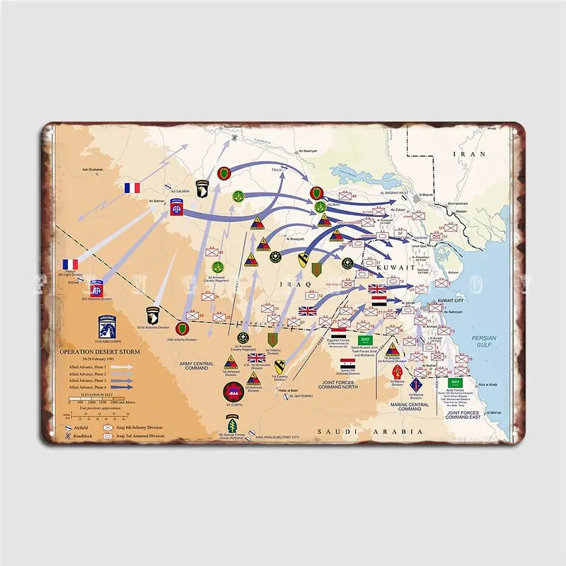 Custom Map Poster - Operation Desert Storms 지상지도 1991년 2월