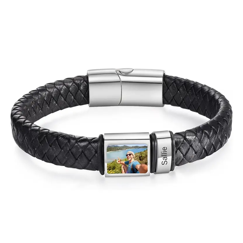 남성용 맞춤 사진 이름 팔찌, 맞춤 사진 가죽 팔찌,  - Coordinates Bracelet 리뷰 및 가격