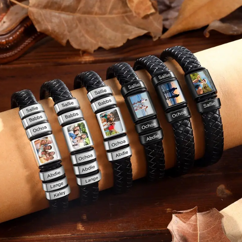 남성용 맞춤 사진 이름 팔찌, 맞춤 사진 가죽 팔찌,  - Coordinates Bracelet 리뷰 및 가격