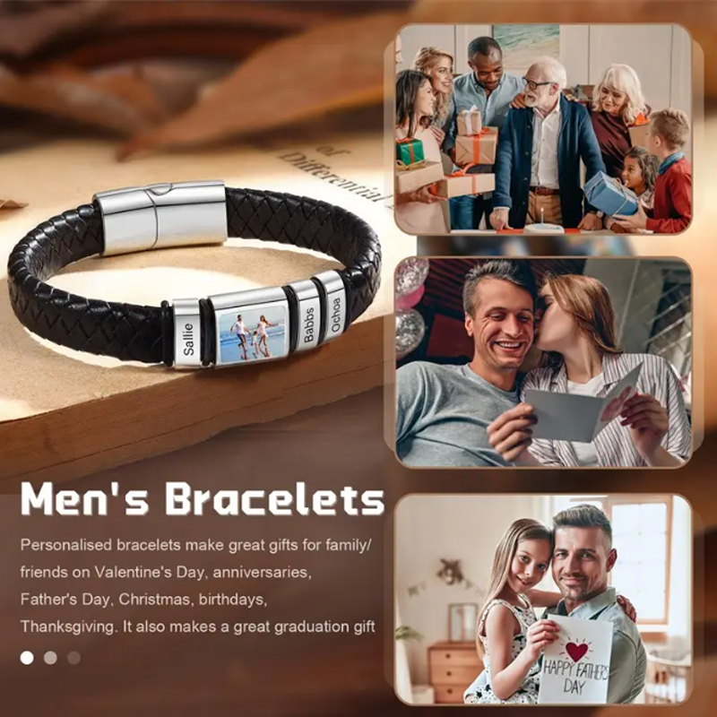 남성용 맞춤 사진 이름 팔찌, 맞춤 사진 가죽 팔찌,  - Coordinates Bracelet 리뷰 및 가격
