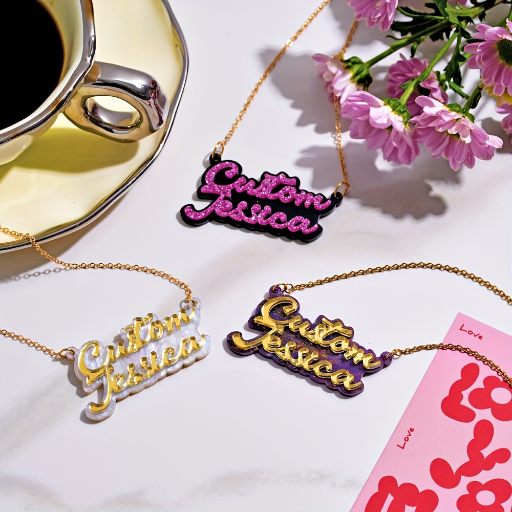 맞춤형 이중 아크릴 이름 목걸이, 이중 레이어 패셔너블 - Name Necklace Custom 리뷰 및 가격