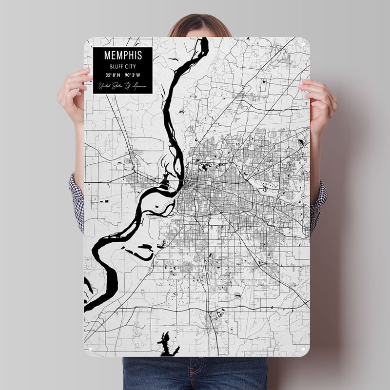 멤피스 TN 미국 양철 간판 지도 포스터 빈티지 홈 데 - Custom Map Poster 리뷰 및 가격