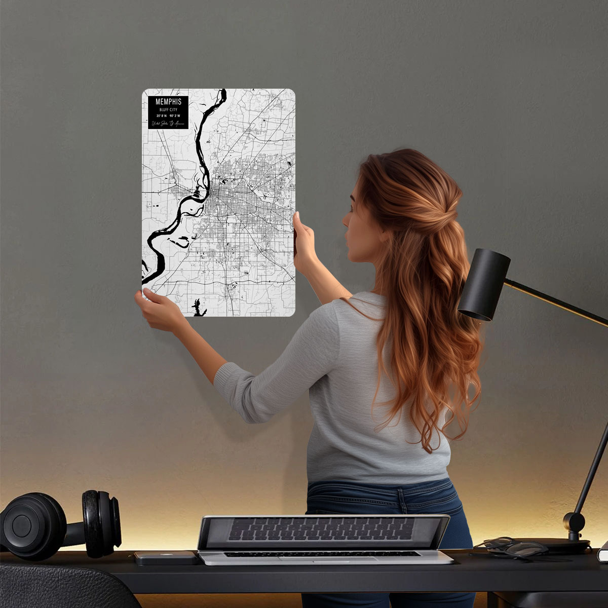 멤피스 TN 미국 양철 간판 지도 포스터 빈티지 홈 데 - Custom Map Poster 리뷰 및 가격