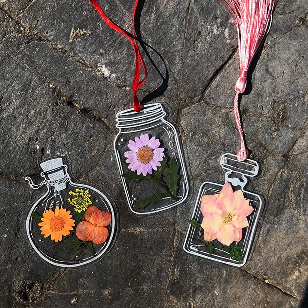 수제 DIY 투명 말린 꽃 책갈피 스티커, 식물 표본  - Dried Flower Bookmark 리뷰 및 가격