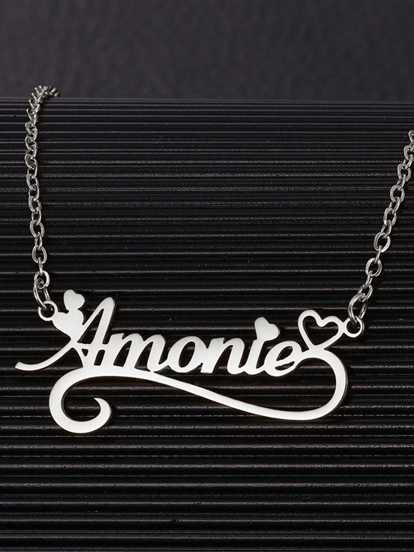 여성용 커스텀 이름 할로우 하트 목걸이, 스테인레스 스 - Name Necklace Custom 리뷰 및 가격