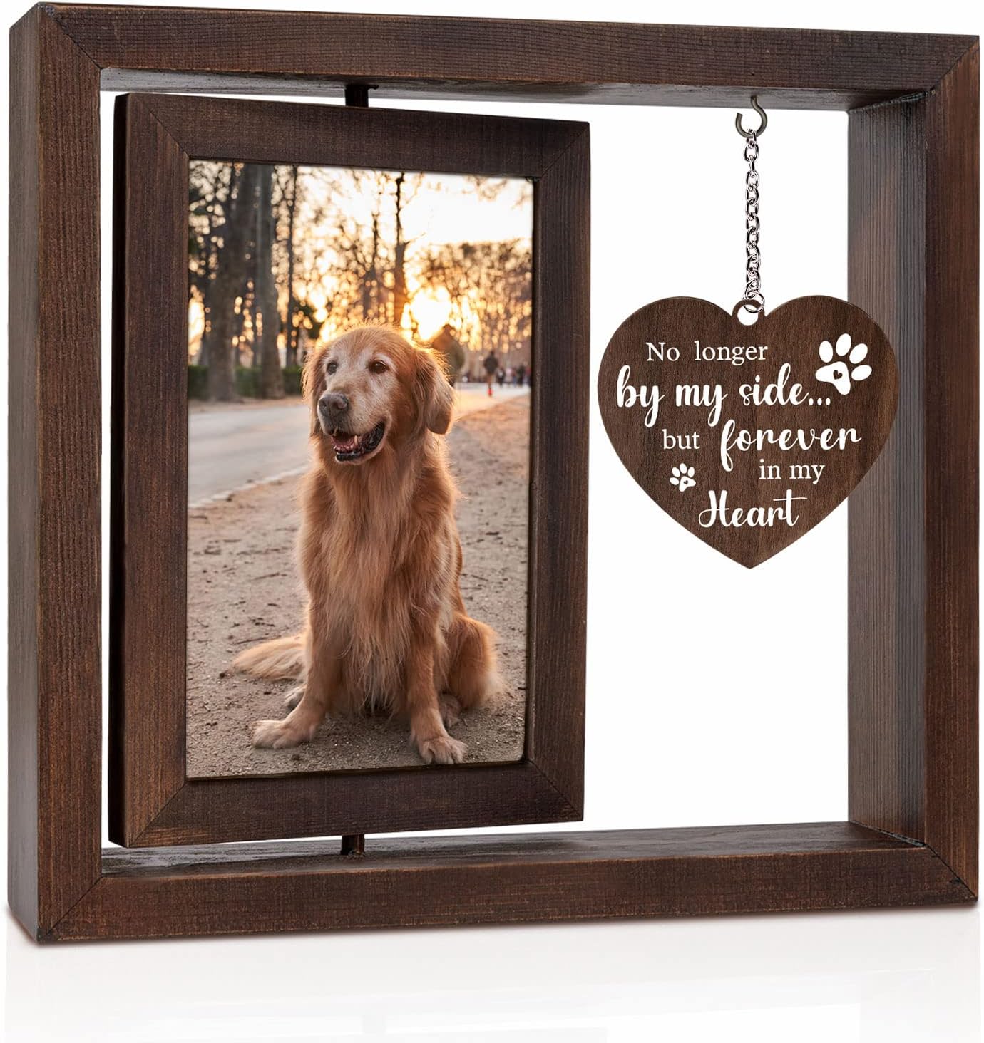 반려동물 추모 사진 액자 (강아지, 고양이용) 나무 재 - Engraved Wood Frame 리뷰 및 가격