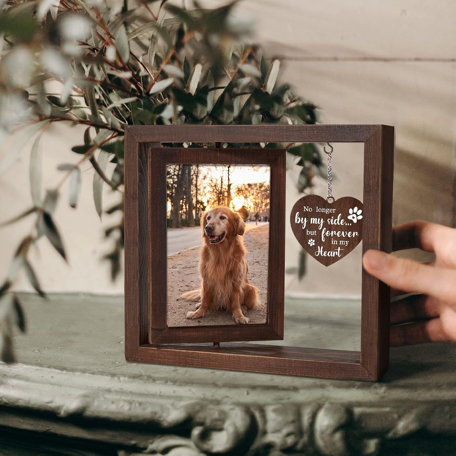 반려동물 추모 사진 액자 (강아지, 고양이용) 나무 재 - Engraved Wood Frame 리뷰 및 가격