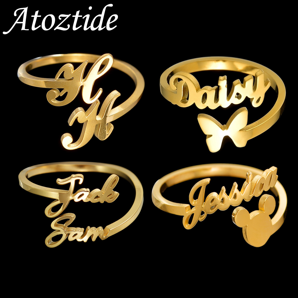Atoztide 맞춤형 맞춤형 이름 반지 여성용 스테인 - Initial Ring Custom 리뷰 및 가격
