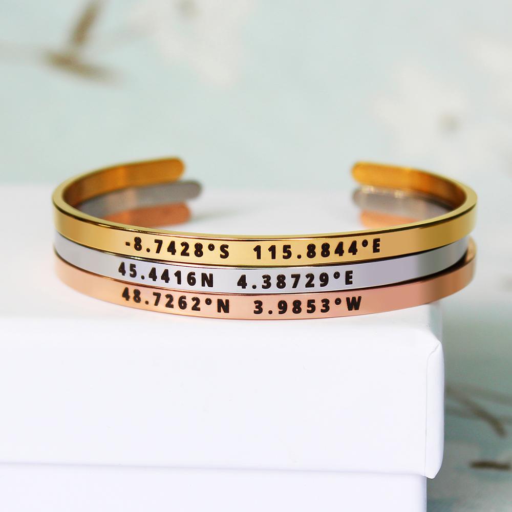 4mm 너비 사용자 정의 좌표 팔찌 스테인레스 스틸 레 - Coordinates Bracelet 리뷰 및 가격