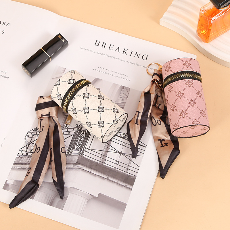 스카프 패턴 립스틱 키체인, 미니 PU 가죽 홀더 키링 - Monogram Keychain Leather 리뷰 및 가격