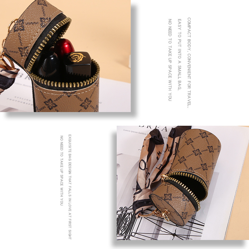 스카프 패턴 립스틱 키체인, 미니 PU 가죽 홀더 키링 - Monogram Keychain Leather 리뷰 및 가격