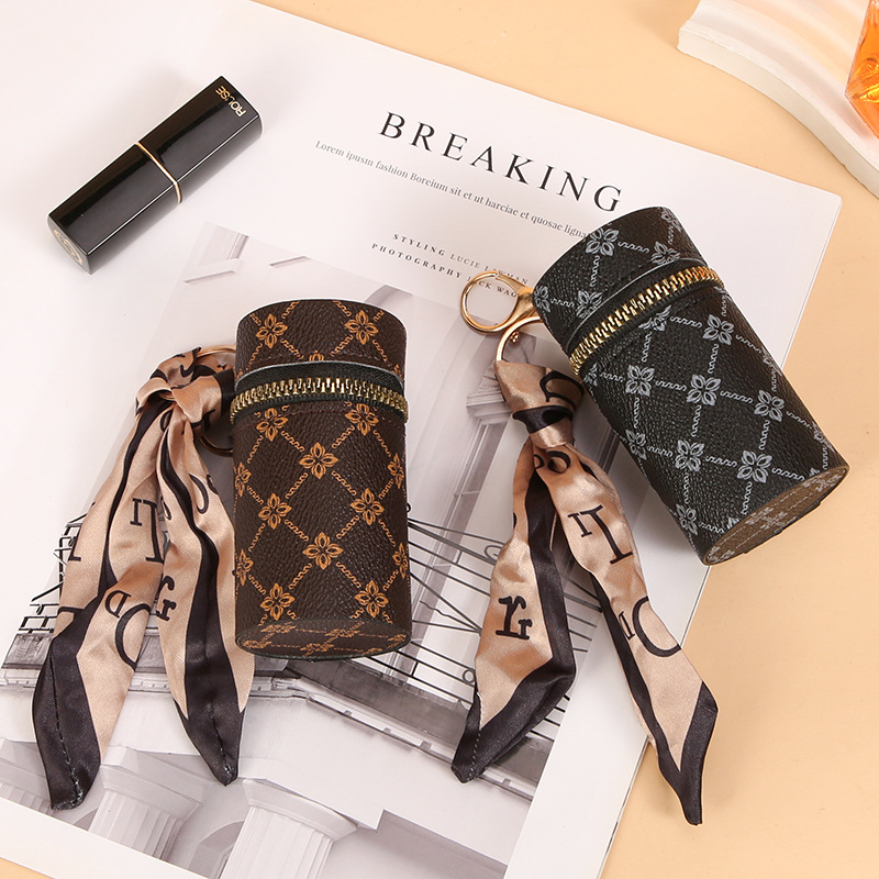 스카프 패턴 립스틱 키체인, 미니 PU 가죽 홀더 키링 - Monogram Keychain Leather 리뷰 및 가격