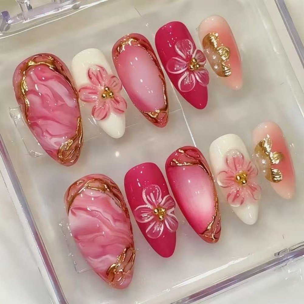24개 고급 에메랄드 그린 플라워 프레스온 네일 메탈릭 - Pressed Flower Art 리뷰 및 가격