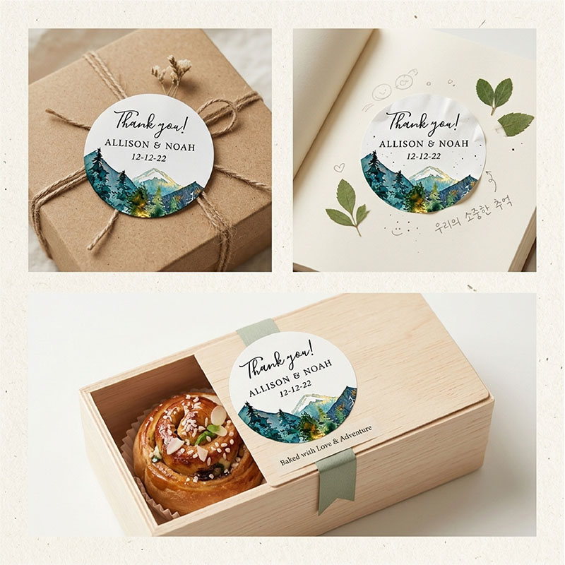 맞춤형 산 모양 로고 원형 스티커, 개인 맞춤 커플 이 - Personalized Name Box 리뷰 및 가격