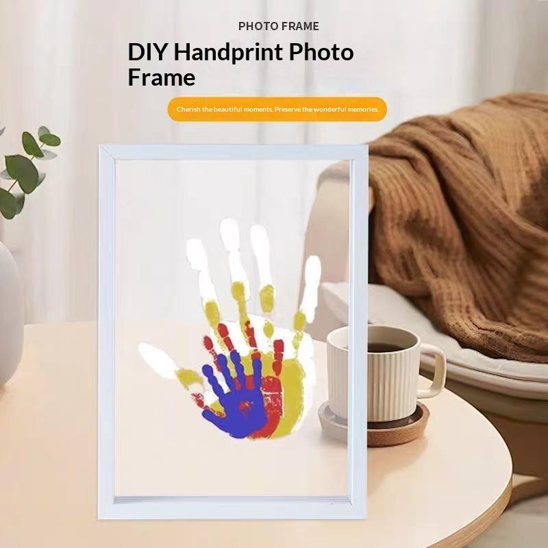 New-1Set 가족 손자국 사진 프레임 DIY 나무  - Engraved Wood Frame 리뷰 및 가격
