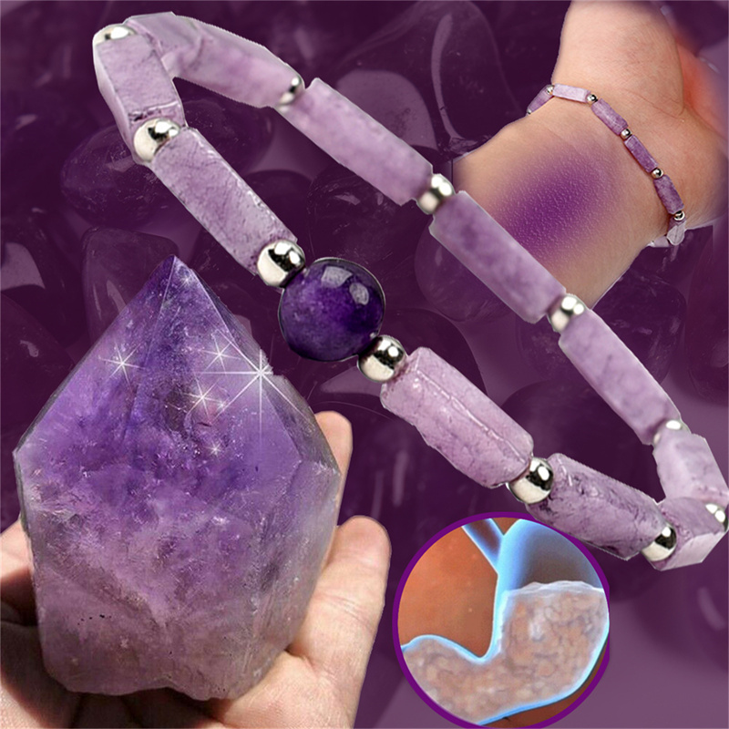 1Pcs 자수정 바디 정화 슬리밍 팔찌 여성을위한 천연 - Coordinates Bracelet 리뷰 및 가격