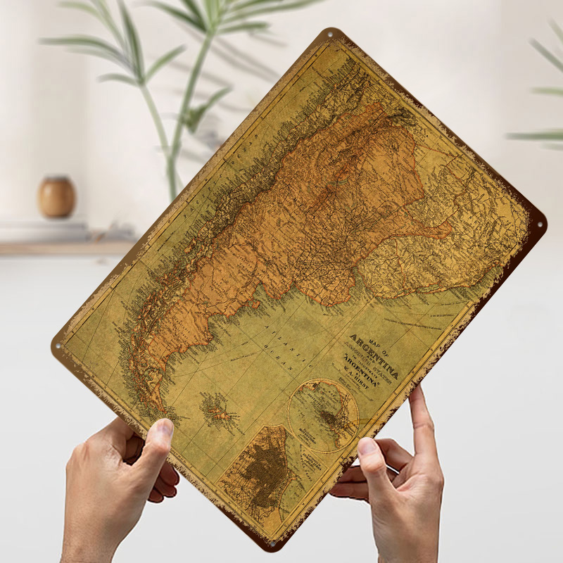 아르헨티나 빈티지 지도 틴 포스터 맞춤형 레트로 벽 장 - Custom Map Poster 리뷰 및 가격