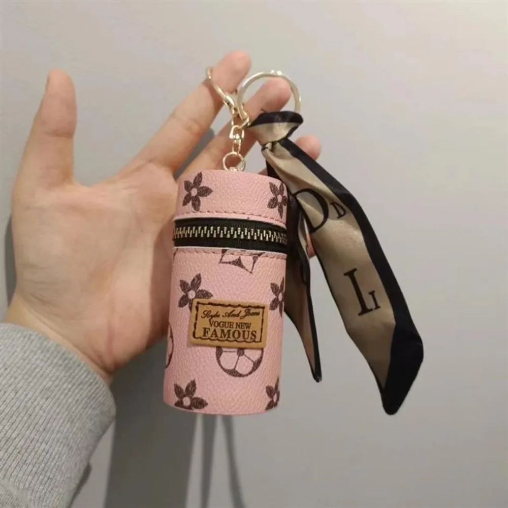 핑크 플로럴 모노그램 프린트 원통형 미니 립스틱 파우치 - Monogram Keychain Leather 리뷰 및 가격