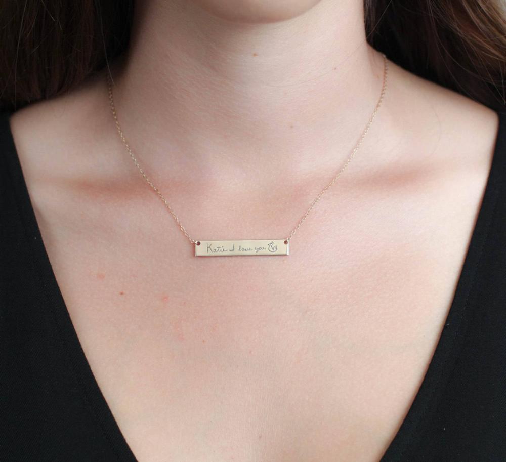 개인 맞춤 실제 필기 이름 목걸이, 드로잉 서명 목걸이 - Handwriting Necklace Bar 리뷰 및 가격