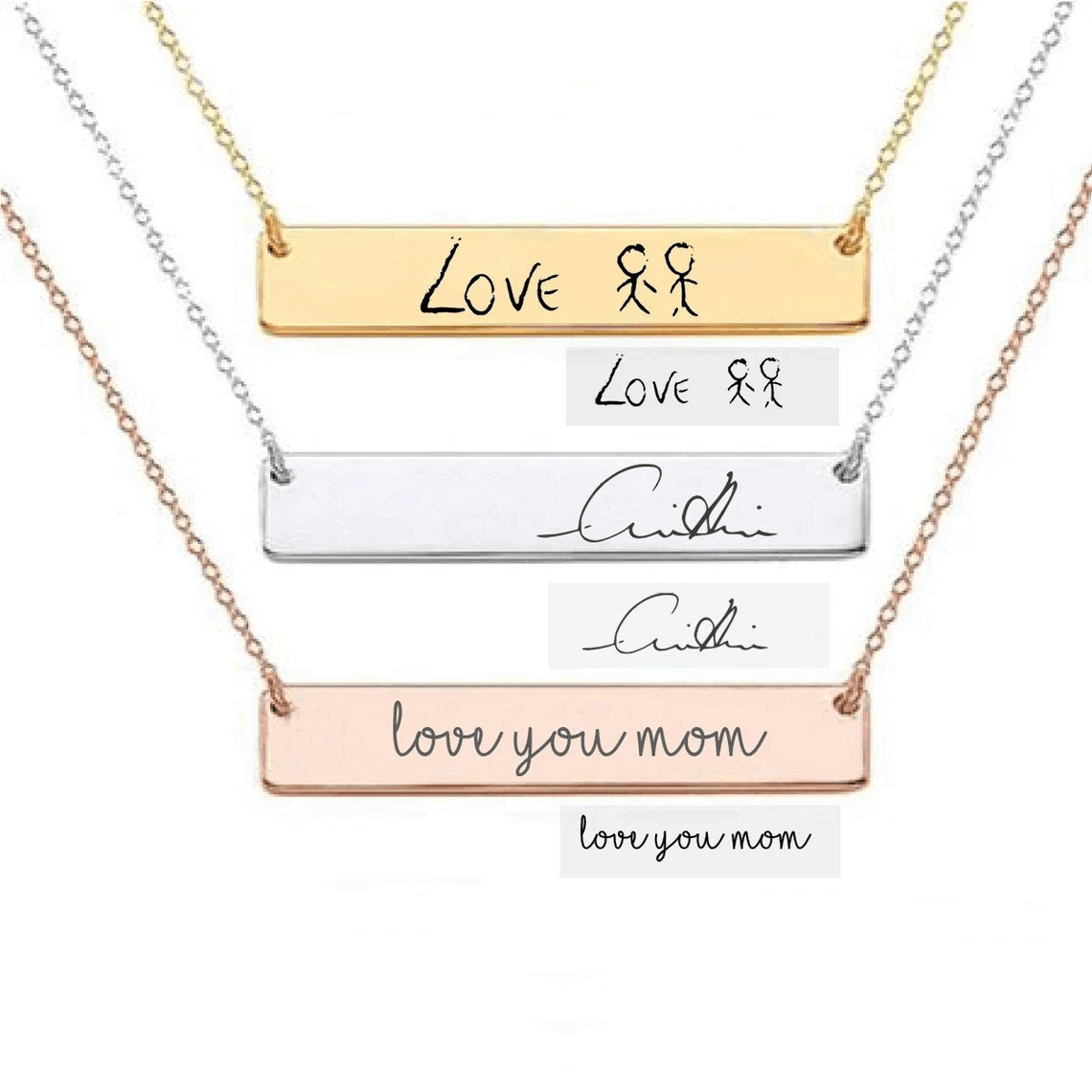 Actual Handwriting Bar Necklac - Handwriting Necklace Bar 리뷰 및 가격