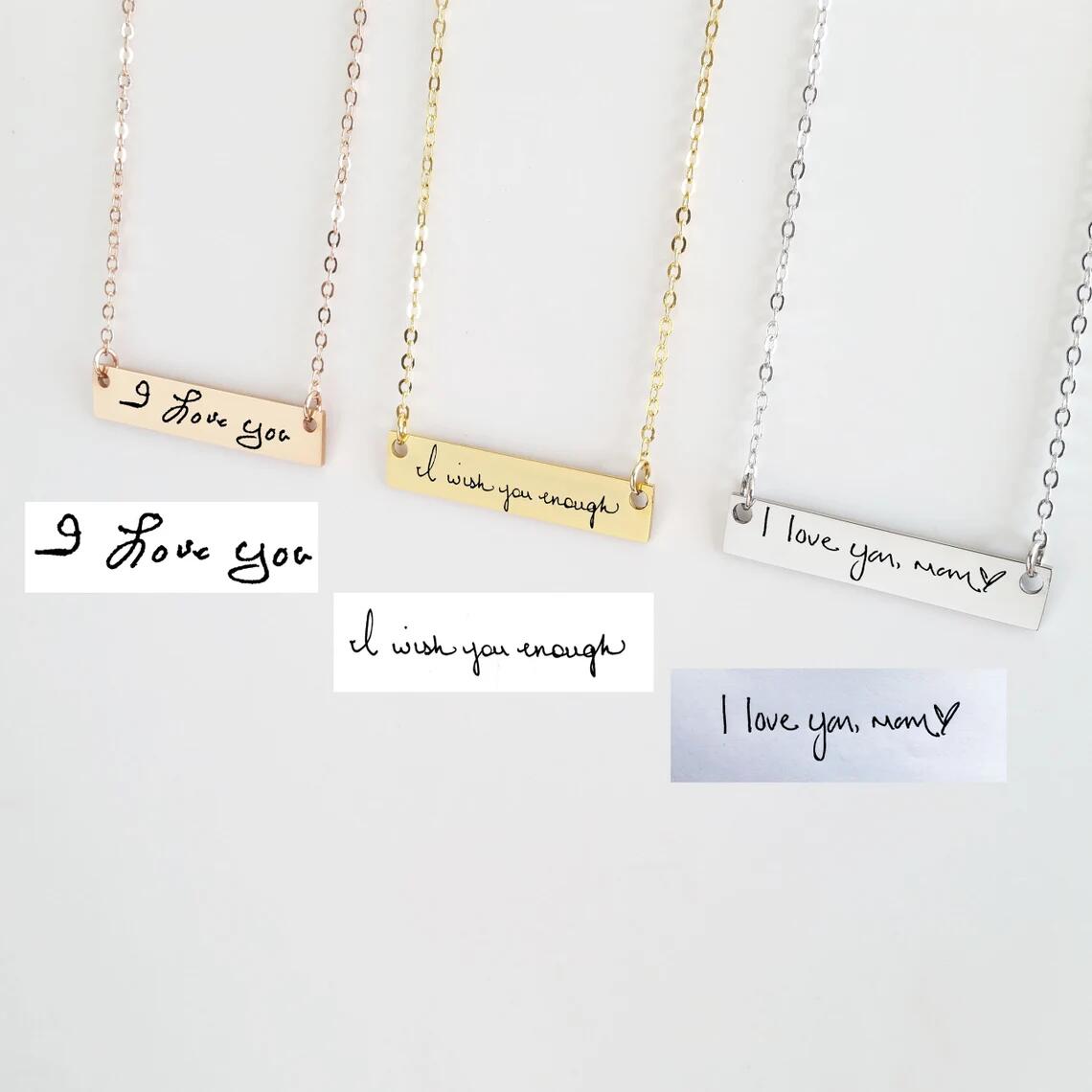 Actual Handwriting Bar Necklac - Handwriting Necklace Bar 리뷰 및 가격