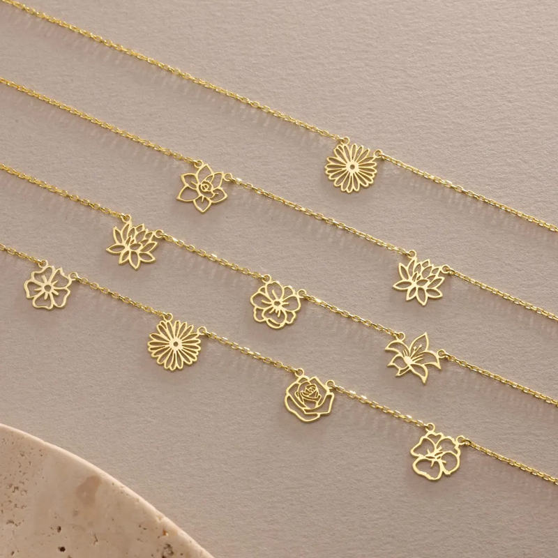 맞춤형 출생 꽃 목걸이 여성 어린이 Stianless  - Birth Flower Necklace 리뷰 및 가격
