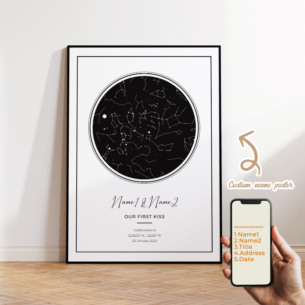현대적인 맞춤형 개인화된 밤하늘 별 지도 벽 예술 캔버 - Custom Map Poster 리뷰 및 가격