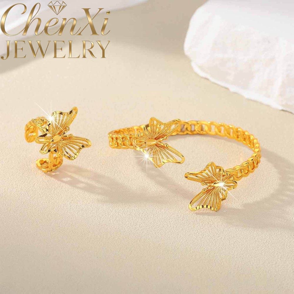 샌드 골드 플로럴 오픈형 뱅글과 반지 세트, 숙련된 디 - Coordinates Bracelet 리뷰 및 가격