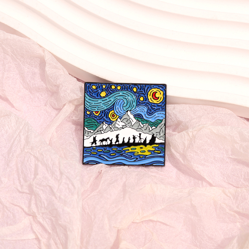 밤하늘 유화 에나멜 핀, 맞춤형 왜곡 야간 장면 브로치 - Custom Night Sky 리뷰 및 가격
